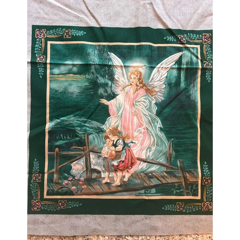 Guardian Angel Quilting Fabric Pillow Panel Cotton 35” X 44” Craft Sew Fairycore